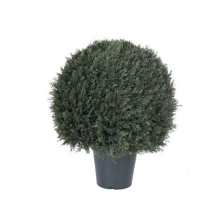 Dare2Decor 24 in. UV Artificial Green Pond Cypress Ball in Pot DA3265367